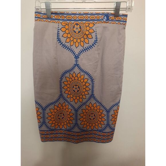 Plenty by Tracy Reese Anthropologie size 2 Pencil Skirt Gray Blue Orange - Picture 1 of 3